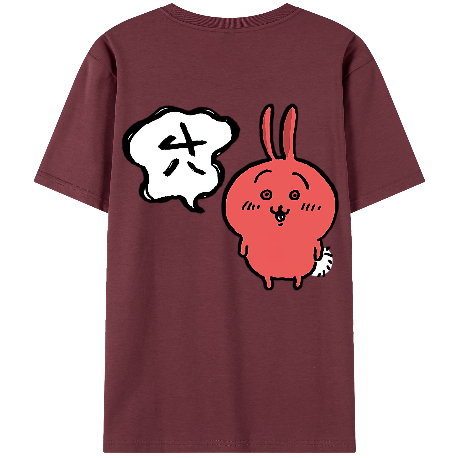 （画像用） ちいかわ ハチワレ Chii-kawa hachiware 綿100％半袖Tシャツ（背面プリント）